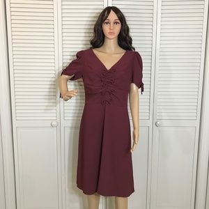 Valentino Bows Burgundy Midi Dress Size 10